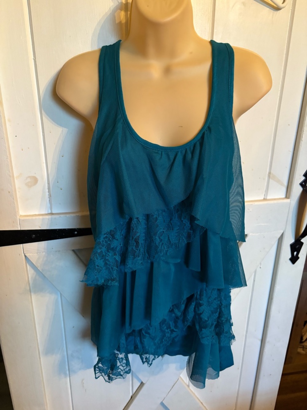eyelash couture Ocean Depths Blue Lace-Trim Tank Top